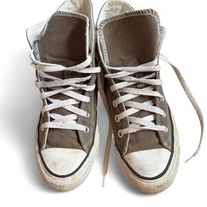 Brown High-Top Sneakers with White Laces